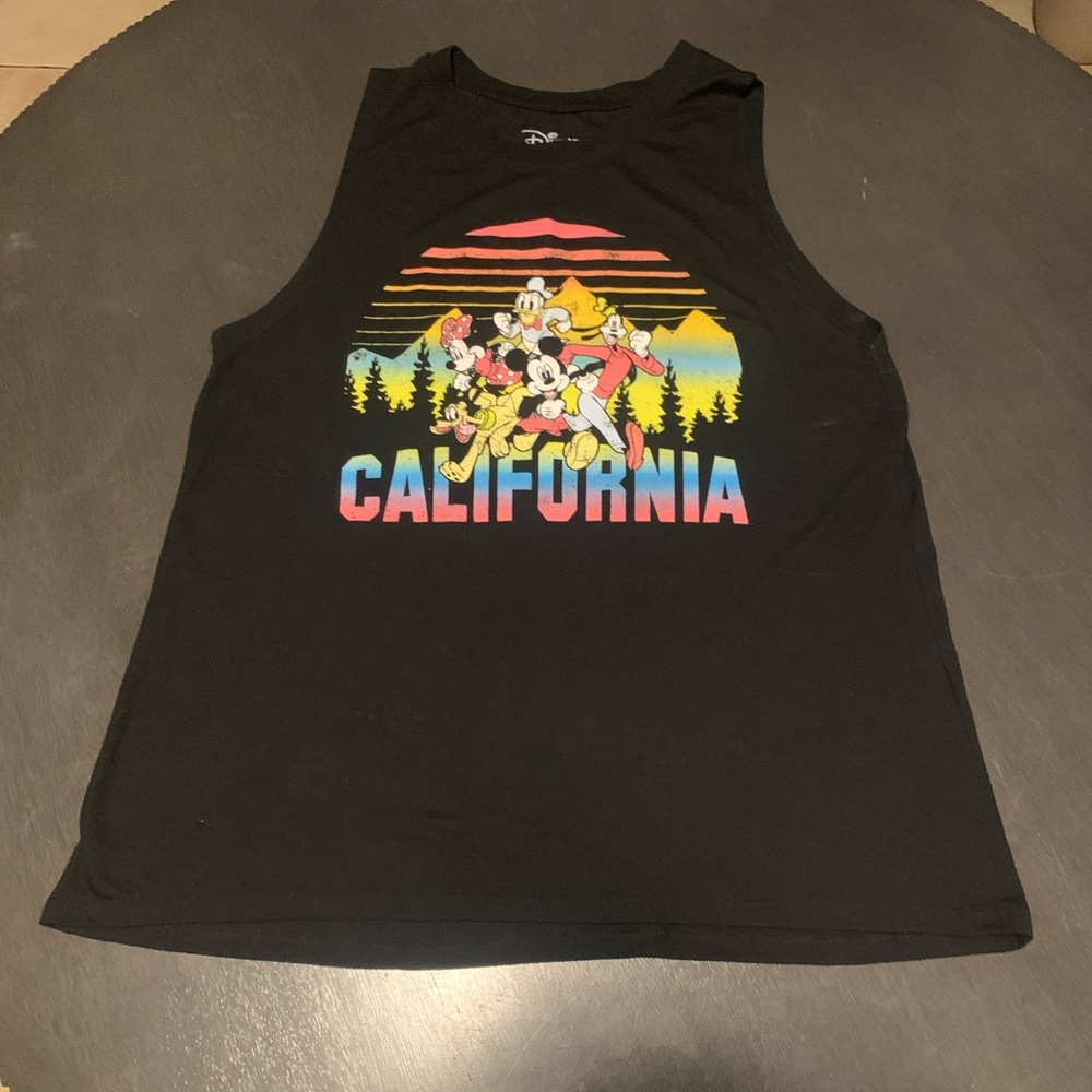 Disney Characters Mickey Donald Goofy California Black Tank Top Men’s Large